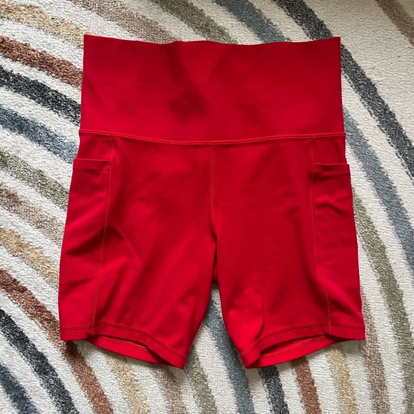 Athleta Women's Vibrant Red Bike Shorts - Picture 2 of 5